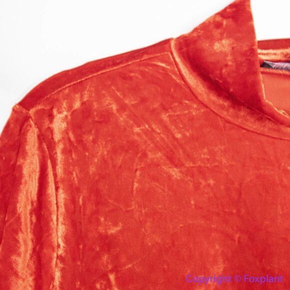 NEW Eloquii Crushed Velvet Mock Neck Top in red,‎ 18/20 - Picture 3 of 16
